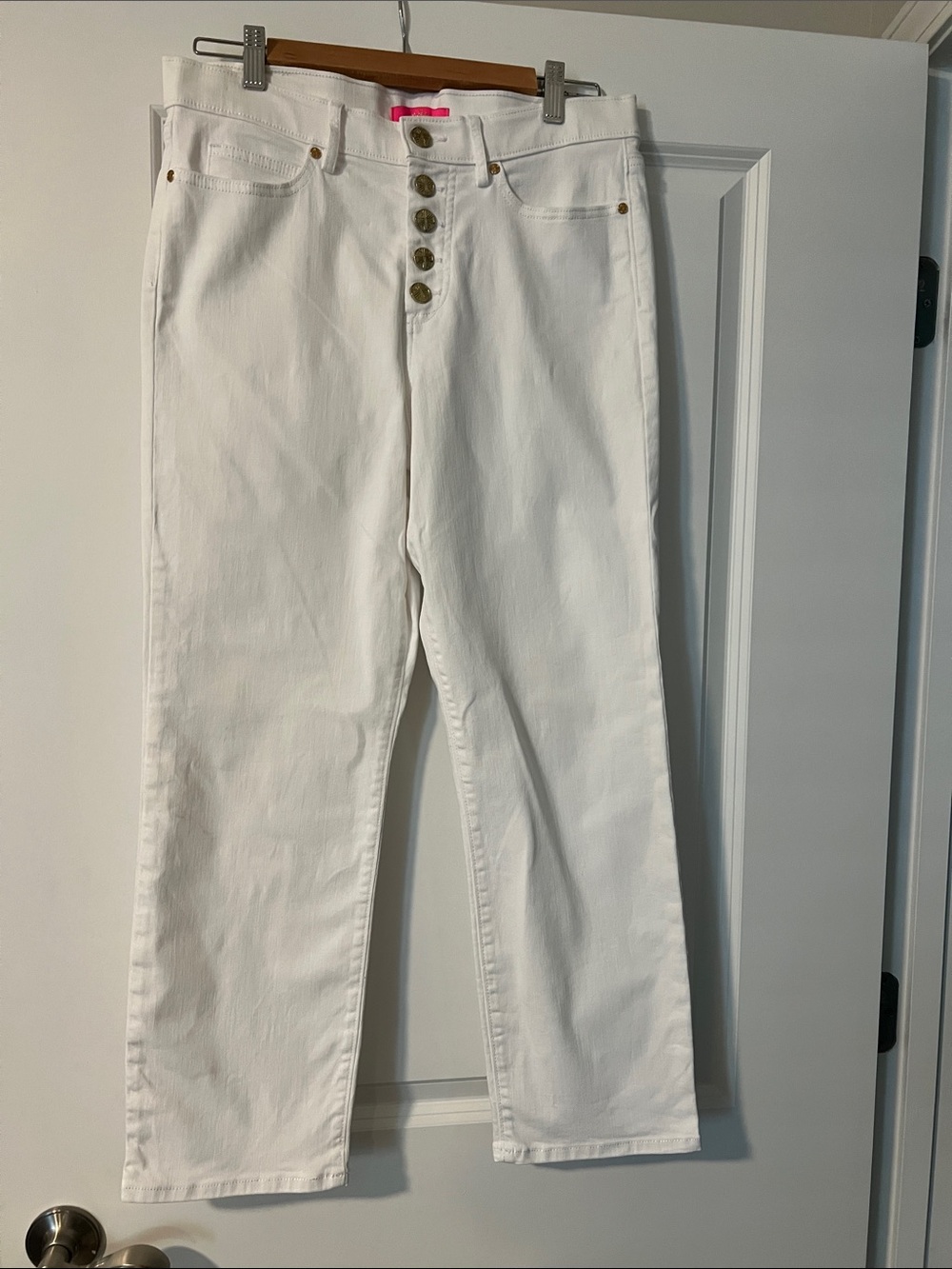 Lilly Pulitzer White Straight-Leg Button-Fly Jeans size 10
